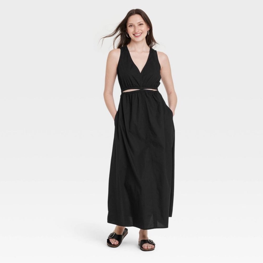 Universal Thread Women's Cut-Out Maxi A-Line Dress - Black, XXL